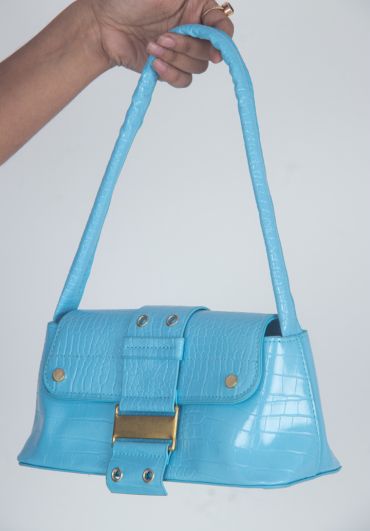 H2 Croc Embossed Baguette Bag in Summer Blue